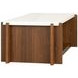 Lincoln White and Walnut Rectangular Stone Top Coffee Table with Casters