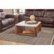 Lincoln White and Walnut Square Stone Top Coffee Table with Casters