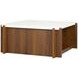 Lincoln White and Walnut Square Stone Top Coffee Table with Casters