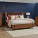 Lincoln Warm Walnut and Rich Brown Queen Upholstered Platform Bed with USB Charging and LED