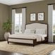 Bellevue Creamy Tan and Whiskey Brown Performance Fabric King Upholstered Platform Bed with Nailhead Trim