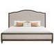 Bellevue Creamy Tan and Whiskey Brown Performance Fabric King Upholstered Platform Bed with Nailhead Trim