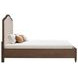 Bellevue Creamy Tan and Whiskey Brown Performance Fabric King Upholstered Platform Bed with Nailhead Trim