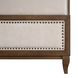 Bellevue Creamy Tan and Whiskey Brown Performance Fabric King Upholstered Platform Bed with Nailhead Trim