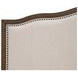Bellevue Creamy Tan and Whiskey Brown Performance Fabric King Upholstered Platform Bed with Nailhead Trim