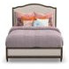 Bellevue Creamy Tan and Whiskey Brown Performance Fabric Queen Upholstered Platform Bed with Nailhead Trim