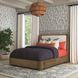Normandy Cream and Driftwood Performance Fabric Queen Upholstered Storage Panel Bed