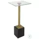 W23019 Brushed Brass And Black Tempered Glass Top Martini Table