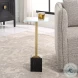 W23019 Brushed Brass And Black Tempered Glass Top Martini Table
