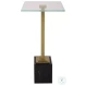 W23019 Brushed Brass And Black Tempered Glass Top Martini Table