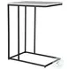 W23026 White And Black Morwad Honed Marble Top Accent Table