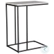 W23026 White And Black Morwad Honed Marble Top Accent Table