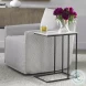 W23026 White And Black Morwad Honed Marble Top Accent Table