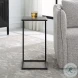 W-23028 Gray And Antique Black Shagreen Top Accent Table