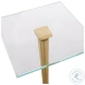 W-23029 Brass And White Tempered Glass Top Accent Table
