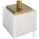 W-23029 Brass And White Tempered Glass Top Accent Table