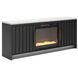Cadmori Matte Black and White 63" TV Stand with 6 Level Temperature Electric Fireplace