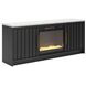 Cadmori Matte Black and White 63" TV Stand with 6 Level Temperature Electric Fireplace