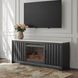 Cadmori Matte Black and White 63" TV Stand with 7 Level Temperature Electric Fireplace