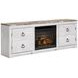 Willowton Whitewash 4 Piece Entertainment Center with Electric Fireplace and LED