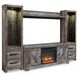 Wynnlow Gray 63" TV Stand with Electric Fireplace and 2 Doors
