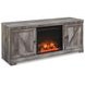 Wynnlow Gray 63" TV Stand with Electric Fireplace and 2 Doors