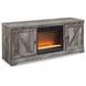 Wynnlow Gray 63" TV Stand with Electric Fireplace and 2 Doors