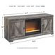 Wynnlow Gray 63" TV Stand with Electric Fireplace and 2 Doors
