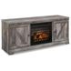 Wynnlow Gray 63" TV Stand with Electric Fireplace and 2 Doors