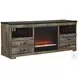 Trinell Rustic Brown 63" TV Stand with Electric Fireplace