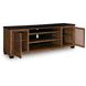 Kallari Warm Brown and Black 84" TV Stand with Electric Fireplace