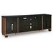 Kallari Warm Brown and Black 84" TV Stand with Electric Fireplace