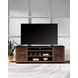 Kallari Warm Brown and Black 84" TV Stand with Electric Fireplace
