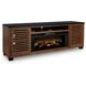 Kallari Warm Brown and Black 84" TV Stand with Electric Fireplace