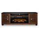 Kallari Warm Brown and Black 84" TV Stand with Electric Fireplace