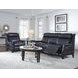 Warrendale Shoreham Blue Leather 83" Power Reclining Sofa with Nailhead Trim and USB Charging