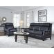 Warrendale Shoreham Blue Leather 83" Power Reclining Sofa with Nailhead Trim and USB Charging