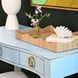 Gladys Light Blue 48" Glass Top Writing Desk with 3 Drawers