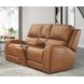 Belmont Lyric Caramel Leather 77" Zero Gravity Power Reclining Loveseat with Console and USB Charging