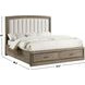 Sonoma Gray Upholstered Queen Panel Bed with 2 Front Storage Drawers
