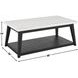 Vida White and Black Rectangular Marble Top Cocktail Table with Casters