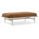 Mosaic Brown Leather Upholstered Rectangular Tobin Cocktail Ottoman
