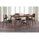 Oscar Walnut and Teal 60" Rectangular Dining Set with 4 Cushion Chairs
