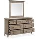 Paxton Place Dovetail Gray 7 Drawer Dresser with Rectangular Mirror