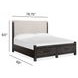 Foxrun Hollow Ravenwood Black and Elite Dove King Upholstered Storage Panel Bed