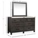 Foxrun Hollow Ravenwood Black and White 6 Drawer Marble Top Dresser with Rectangular Mirror