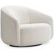 Devon White Upholstered Swivel Accent Chair