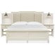 Silverwillow Egg Shell White and Cream California King Upholstered Wall Panel Bed with 2 Nightstand and USB Charging