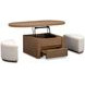 Silveroak Golden Oat and Beige Oval Lift Top Cocktail Table with 2 Upholstered Stools