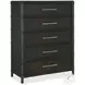 Havenwood Dark Wood Rattan 5 Drawer Wood Chest